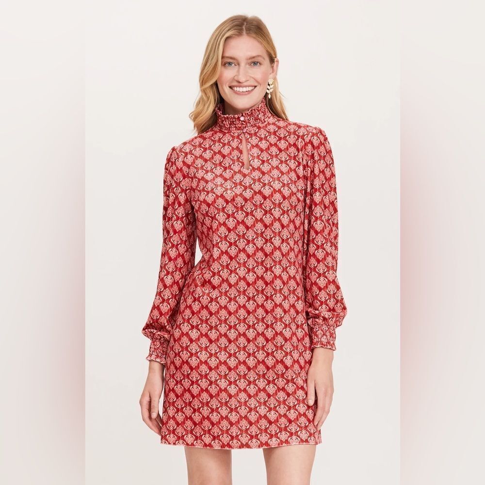 Tyler Boe Red and White Long Sleeve Dress